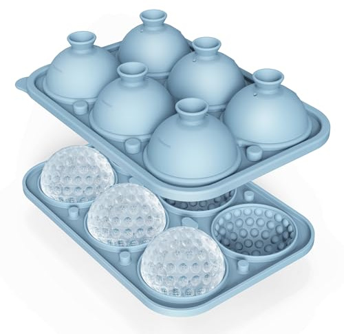Large Golf Ice Cube Tray, Silicone Whiskey Ice Mold with Funnel, Golf Shape Ice Ball for Cocktails, Bourbon,Brandy, Whiskey