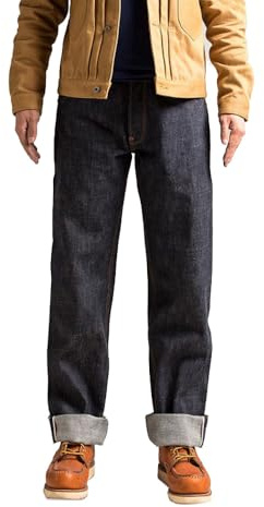 Red Tornado Vintage 16.5oz Men's Jeans Relaxed Fit Straight Leg Heavyweight Raw Selvedge Denim Pants Belted L32W32