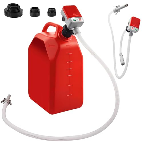 OBEST Pompa Trasferimento di Carburante con 3 dimensioni adattatore e sensore di arresto automatico, Portatile pompa travaso liquidi per acqua/gasolio/benzina, Funzionamento a Batteria