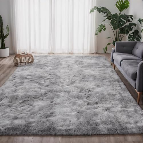 CEYIRO Tapis Salon Tapis Chambre 120x160CM, Dessous Antidérapant, Doux Moelleux (Gris Clair, 120x160cm)