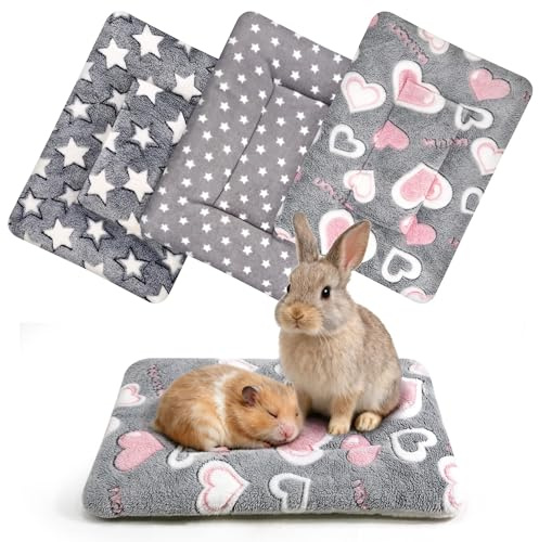 3 Pcs Guinea Pig Bed Mat Washable Soft Bunny Mats Rabbit Winter Bed Pad for Indoor Warm Small Animal Bed Mattres Fleece Sleeping Pads for Hamster Squirrel Hedgehog Chinchilla Ferret (18.5 x 13)