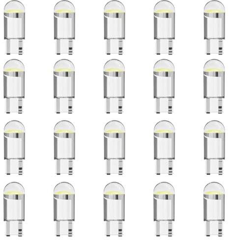 Bpzmm 20 Piezas T10 LED W5W 12V COB Canbus Bombillas Coche Blanco Frío 6000K Luz de Posición Lectura Puertas Maletero Interior Auto 501 LED Iluminación Iluminación 360° Plug-Play
