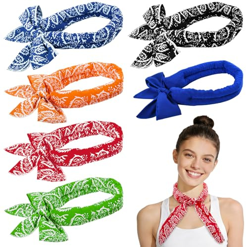 DIELOVEHUA 6-pack kylhalsdukar, svalkande halsdukar för sommaren, kylande halsdukar, kylande bandanas, lämplig för cykling, utomhusbruk, sport, unisex, (5 x 100 cm)