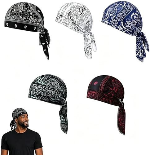 5 Piezas Gorros de Cocina Ajustables, Bandana Chef Unisex Estilo Japonés para Hombre y Mujer, Gorro Cocinero Profesional para Restaurante