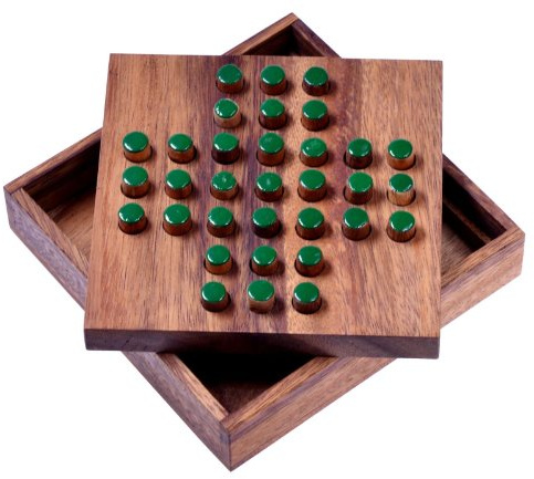 LOGOPLAY Solitario - gioco di slot - gioco di pensiero - gioco di indovinelli - gioco di pazienza - gioco di logica in legno, Tappi Verde, Grande
