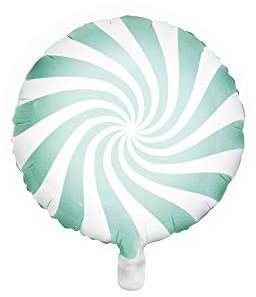 PartyDeco Palloncino in Mylar Tondo a Forma di Lecca Lecca Verde Menta e Bianco