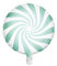 PartyDeco- Palloncino in Mylar Tondo a Forma Lecca Verde Menta e Bianco, Colore, FB20P-103