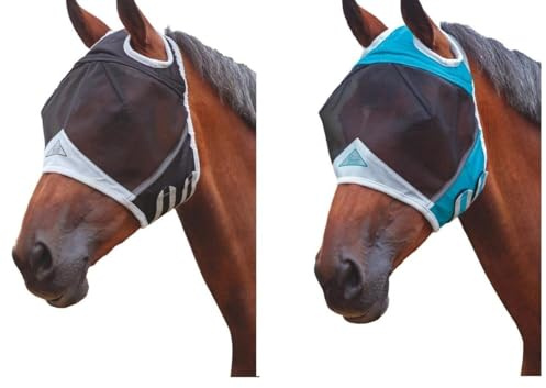 Shires Fine Mesh Fly Mask With Ear Hole - Teal Full