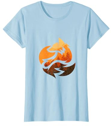 Fuchs Wolf Hirsch Tierdesigns und Jäger Geschenke T-Shirt mit Natur Bäumen Jagd Design für Urlaub, Geschenke für Freunde oder Familie in Schwarz, Unisex-Erwachsene, Kurzarm, S
