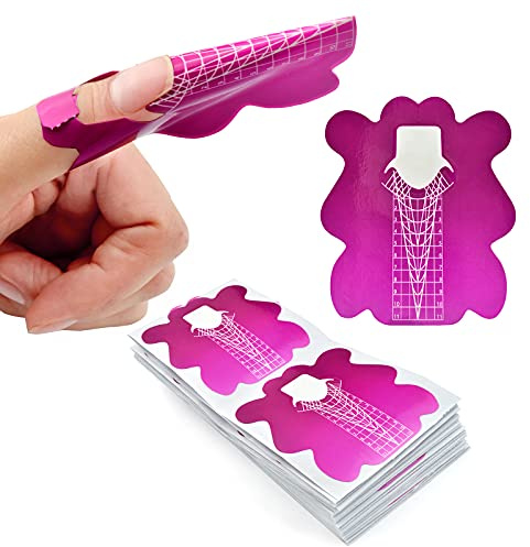 200pcs Nail Form Sticky Nail Forms for Builder Gel Reusable Sturdy Nail Extension Forms Nail Forms for Acrylic Nails Builder Gel Nail Forms, Self-Adhesive Paper Nail Forms Molds Builder NTF051-200pc