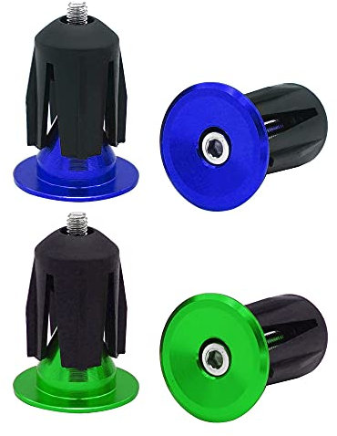 QitinDasen 2 Paar Lenkerstopfen Endstopfen, Fahrrad Lenker Endkappen, für Rennrad, MTB, BMX (Blau + Grün)