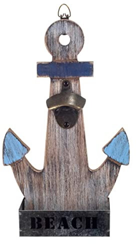 ROCKING GIFTS Abridor Botellas/decapsulador de Pared Ancla, con recogedor de capsulas