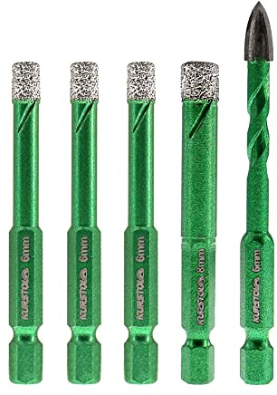 Porzellanfliesen Diamantbohrer Bits set – Fliesenbohrer set für Keramik, Marmor, Granitstein, Trockene Diamantbohrer Set, Schnellwechselschaft, fest auf Bohrern, Nr. K7