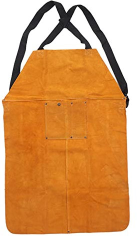 Arbeitsschürze aus Leder mit Werkzeugtaschen, Schweißerschürze, Verstellbar, Holzbearbeitungsschürze, Schwer Entflammbar, Schweißerschürze für Schweißer, Männer und Frauen