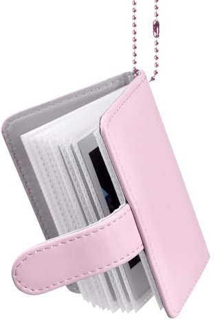 HIYQIN Mini Album Fotografico con 32 Tasche per Fuji Instax Instant Film (54 x 86 mm), Instax Mini 12 70 7s 8 9 11 25 90 EVO Album Fotografico con Portachiavi - Rosa