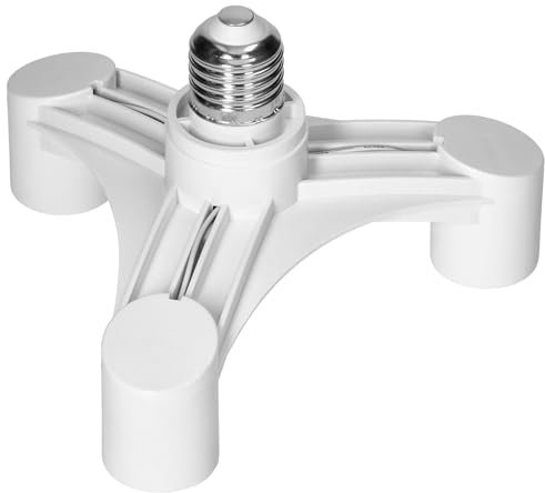 Miratic Adattatore di Sorgente Luminosa E27 Sdoppiatore Finitura Bianca Splitter Ampio Uso Portalampada 230V 50Hz (3 x Largo)