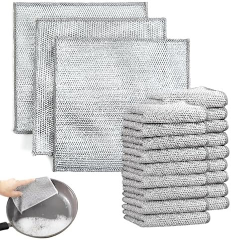 Lot de 30 chiffons à récurer intelligents – Chiffons à récurer anti-rayures (20 x 20 cm) multi-usages en métal pour récurer et nettoyer la vaisselle, les casseroles, les éviers