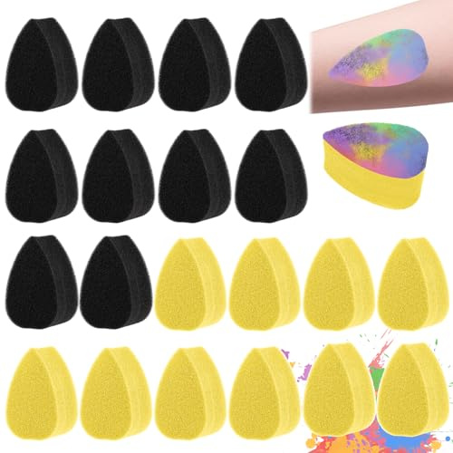 20 esponjas de maquillaje para pintura corporal, esponja suave reutilizable para pintura facial, esponja cosmética de alta densidad, pétalos, gotas de agua, aplicador de base para crema limpia,