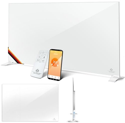 KESSER® Riscaldamento a infrarossi, 520 W, riscaldamento in alluminio, a risparmio energetico, 2 in 1 e montaggio a parete, riscaldamento elettrico con rilevazione, finestra aperta, telecomando e