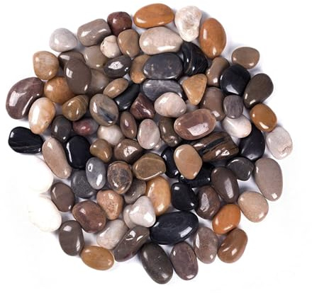 2000g Piedra Jardín Decoración Canto Rodado, Piedra Natural Pulido, Piedras Decorativas Jardin Guijarros Naturales Pequeñas 1-3 cm para Paisajismo, Jardin, Acuarios, Suculentas (Multicolor, 1-3 cm)