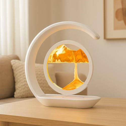 D25 LED Night Lamp with Sand Art Effect and Wireless Charging, Touch Control, Orange