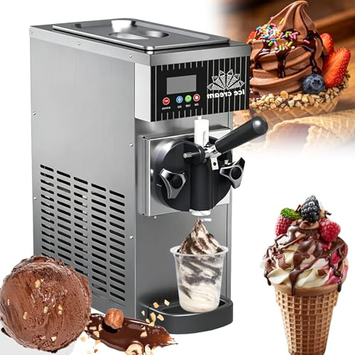 Máquina de helado Soft Serve 4-5 kg/H de salida, tolva de 3,5 litros, tanque de 1 litro, limpieza automática, panel LCD, máquina de encimera de 450 W para uso doméstico