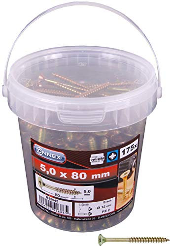 Connex B30045 Lot de 175 Vis universelles 5,0 x 80 pz, galvanisées