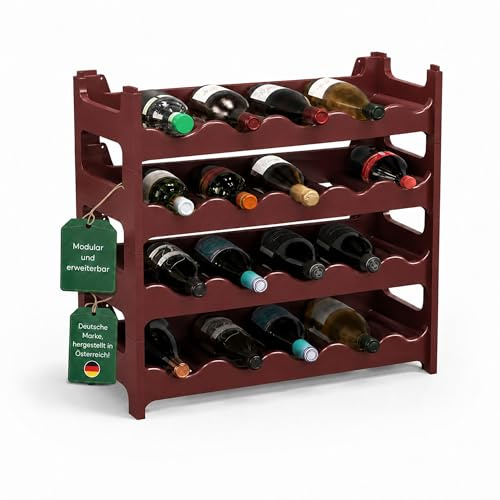 ARTECSIS® Weinregal stapelbar & modular erweiterbar Kunststoff für 24 Weinflaschen (braun) - Stabiles Flaschenregal & Getränkeregal Gastronomie-Qualität - Flaschen Weinständer & Weinflaschenhalter