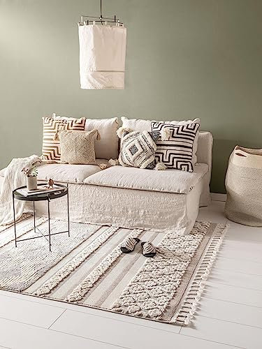 benuta Pop Teppich OYO - Creme 160x230 cm - Eleganter Boho Look Teppich für Schlafzimmer und Wohnzimmer - Maschinengewebt - Für Fußbodenheizung geeignet