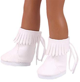 Aeromdale Puppenschuhe, flache Schuhe für 14-Zoll-Puppen, Weiß, Regenbogen-Motiv, 1 Paar