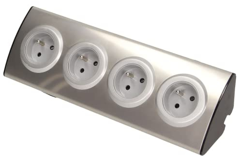 Miratic Multiprise Electrique 4 Voies avec Eclipses de Protection Montage en Saillie à 45° 3680W 16A (4 voies sans câble)