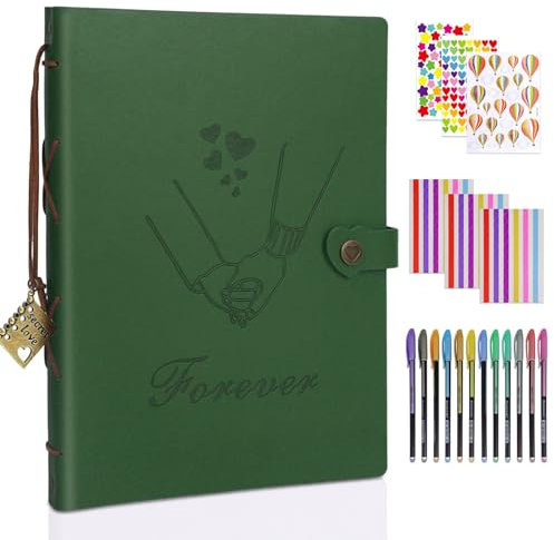 SEEALLDE 60 Seiten Scrapbook Papier mit 12 Metallic Stifte Fotoecken und Sticker Scrapbooking zubehör