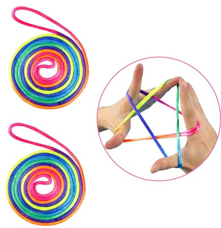 VIKY® 2 Stück Fingertwist Fadenspiel Fingerspiel, Finger Twist Spiel, Rainbow Rope, Flexibles Fadenspiele für Kinder, Fadenspiel ab 8 Jahre für Kindergeburtstag, Advent, Weihnachten Schultüte Geschenk