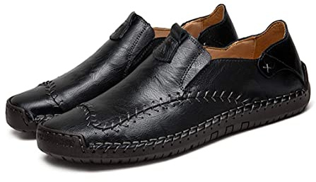 Mocassins Loafers Cuir Homme Chaussures Confort Chaussures de Conduite Affaires Robe Plat de Décontractées Marche Chaussures de Bateau（Noir,40/41 EU,41 Taille de la Marque