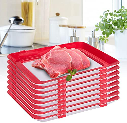 Lightakai Lebensmittelkonservierung Tablett, 8pcs Stapelbar Aufschnittbox Frischhaltedose Aufschnittdose Wiederverwendbare Aufschnittbox Frischhaltedose, für Gemüse Frischfleisch 29,5 * 22,5 cm