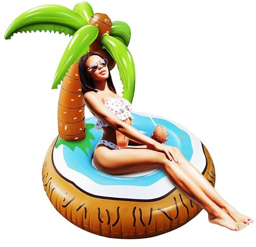 Wlicon Floatie de Piscine Gonflable en Noix de Coco Tropicale pour Adulte Floatie drôle de Piscine Gonflable Heavy Duty Floaties 120 cm épais Chaise de Piscine pour Piscine, lac, Plage fête