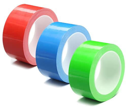 THETAG Panzertape, 3 Rollen Gewebe-Klebeband Farbig 50mmX10m Mit Hoher Viskosität, Wasserdicht für Reparaturen, Heimwerker und Handwerk