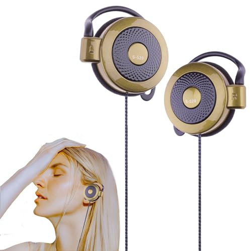 Auriculares tipo clip con cable – Auriculares portátiles con clip – Auriculares estéreo sobre la oreja para teléfono con micrófono, auriculares portátiles y compactos universales para teléfono móvil