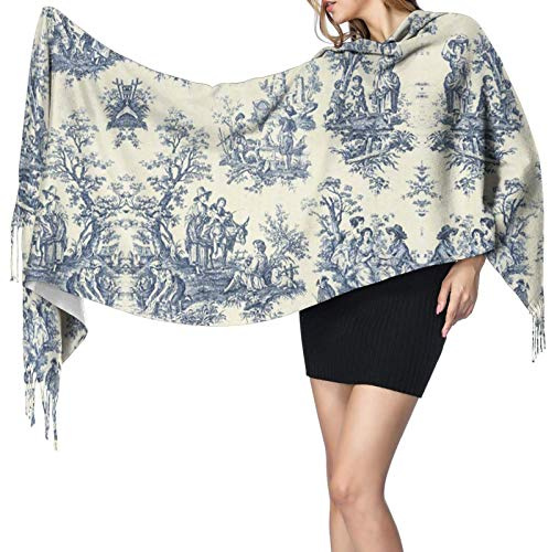 Zdlwaisw Toile De Jouy Papier Peint Femme Hiver Mode Écharpe Pashmina Toucher Cachemire Châle Wraps Doux Chaud Couverture Longue Foulard pour Femme, Comme indiqué sur la photo, Taille unique