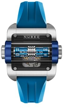 Nubeo Montre automatique pour homme 43,5 mm avec bracelet en caoutchouc NB-6137, Mouvement fluide, Sangle