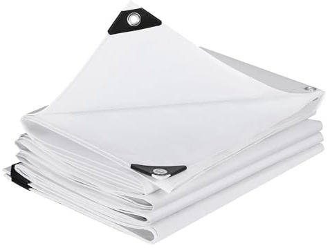 SOLEILUX Telo Impermeabile da Esterno - 300 g/m² Telone con Occhielli Rinforzati, Resistente ai Raggi UV e agli Strappi, per Barche, Legna, Piscine, Mobili da Giardino, Auto - Bianco (3mt x 4mt)