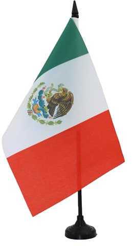 AZ FLAG Bordsflagga Mexiko 21x14 cm Mexikansk 100D Polyester Plastfot