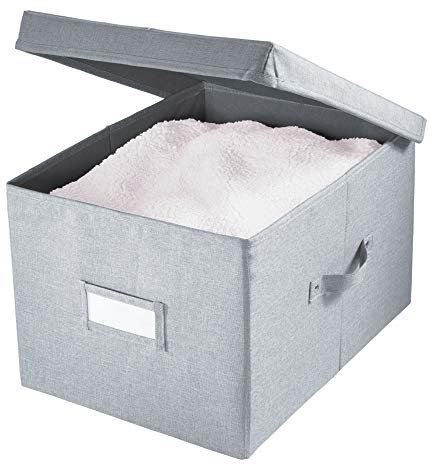 iDesign Codi Aufbewahrungsbox mit Deckel, große Ordnungsbox aus Polyester, grau