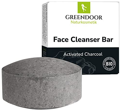 GREENDOOR feste Gesichtsreinigung mit Aktivkohle gegen Pickel 57g, bei unreiner Haut, Mischhaut, fettiger Haut, natürliche seifenfreie Formel, plastikfrei, mit pflegender Aloe Vera, unisex