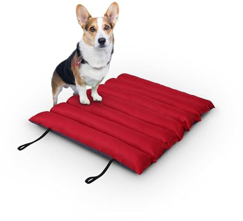 Bestlivings Hundematte 85x70cm (Rot) - Outdoor - wasserabweisend & atmungsaktiv - Hundebett gepolstert - waschbares Hundekissen für draußen