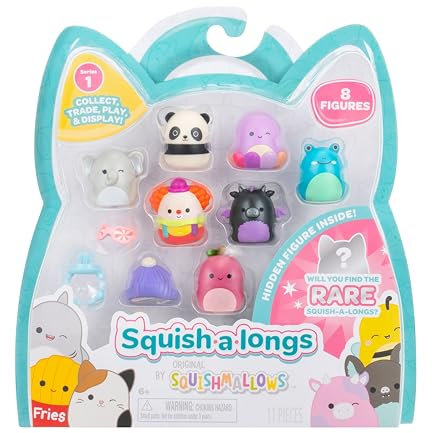 Squish-a-longs 8-pack – 1 tum Mini-Squish med 2 tillbehör, 1 ring och en samlarguide – samla, handla och spela
