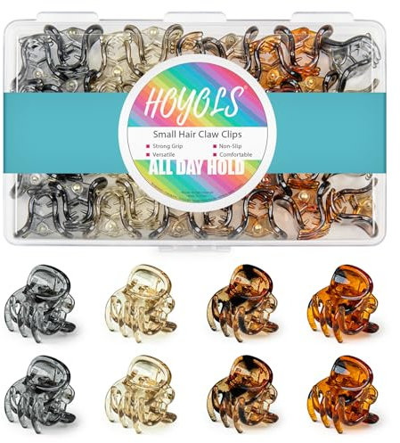 HOYOLS 36 Stück Mini Haarspangen, Kleine Haar Klammern Krallenclips für Frauen & Mädchen, Starker Halt Anti-Rutsch Haarclips für Dünnes & Kurzes Haar (Amber Glow Mix)
