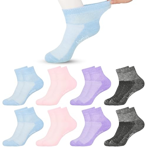 Jeasona 8 paia di calzini per diabetici da donna, senza gomma, 35-42, Multicolore-1228, 35-38