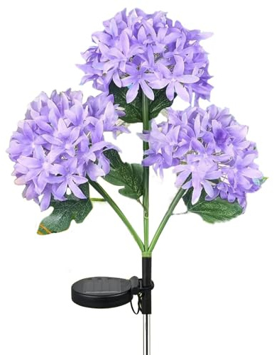 Luces solares de hortensias,Luces solares de flores de hortensias - Luces artificiales de hortensias con 2 modos de iluminación | Decoración floreciente del jardín de la flor, arte del patio del paisa