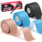 3 Rolls Kinesiology Tape, Athletic Tape Elastic Waterproof Sports Tape 2 Inch x 16 Feet Uncut Strips Muscle Tape with Scissors for Ankle Wrists Knees Shoulders